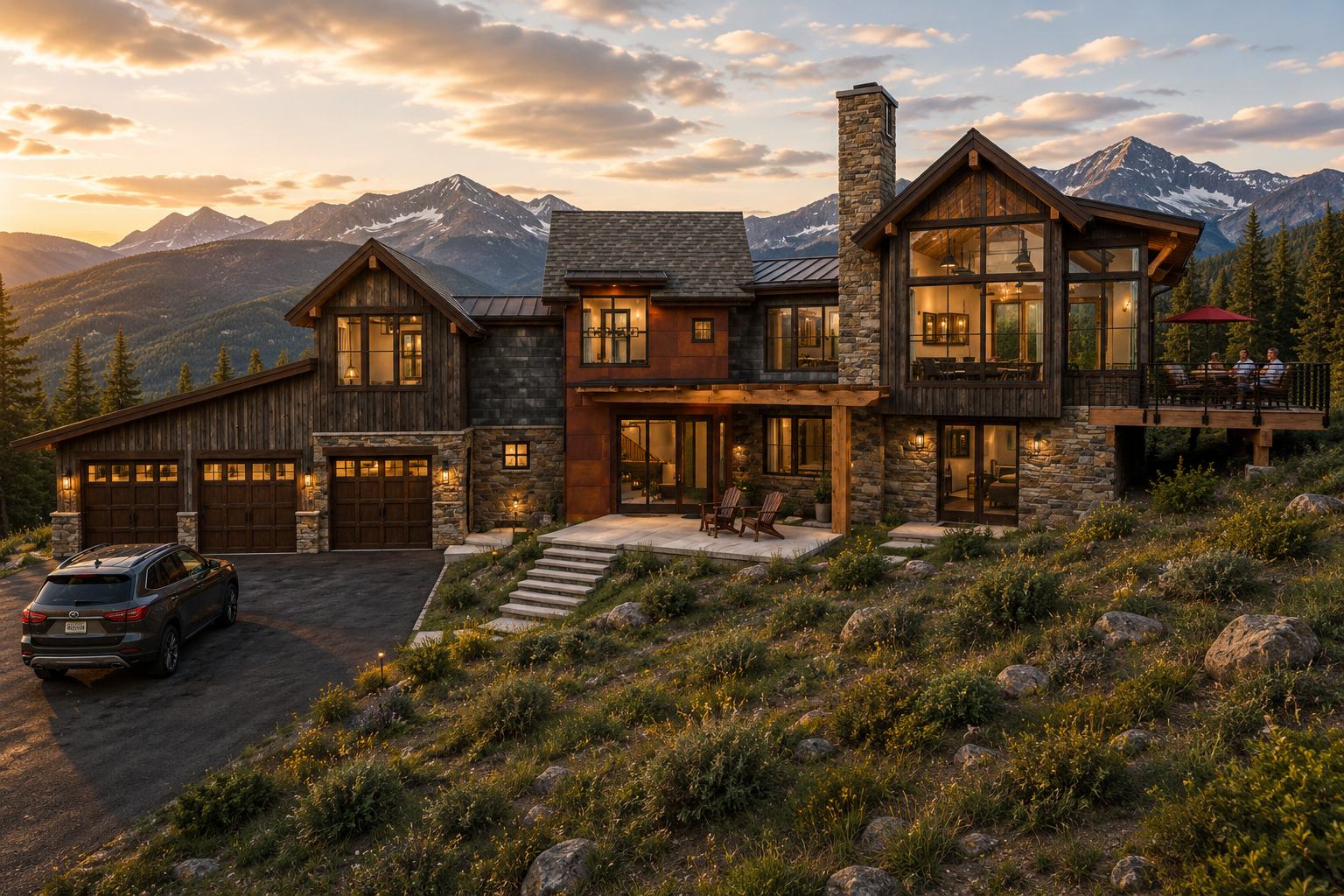 Ridgeline Retreat — conceptual render from the SketchUp model
